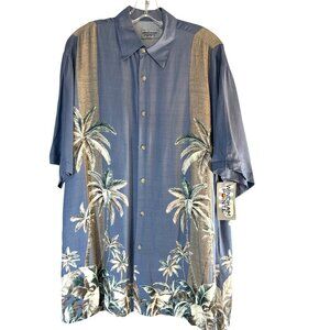 Windham Pointe Mens Shirt Button Up Hawaiian Blue Floral Size M NWT